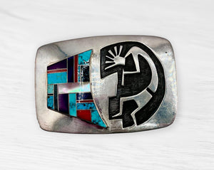 Sterling Hopi Kokopelli Inlay Buckle image 0