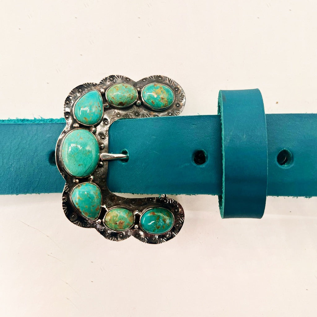 Ranger B "Turquoise Crescent" Buckle (Sterling / Turquoise)